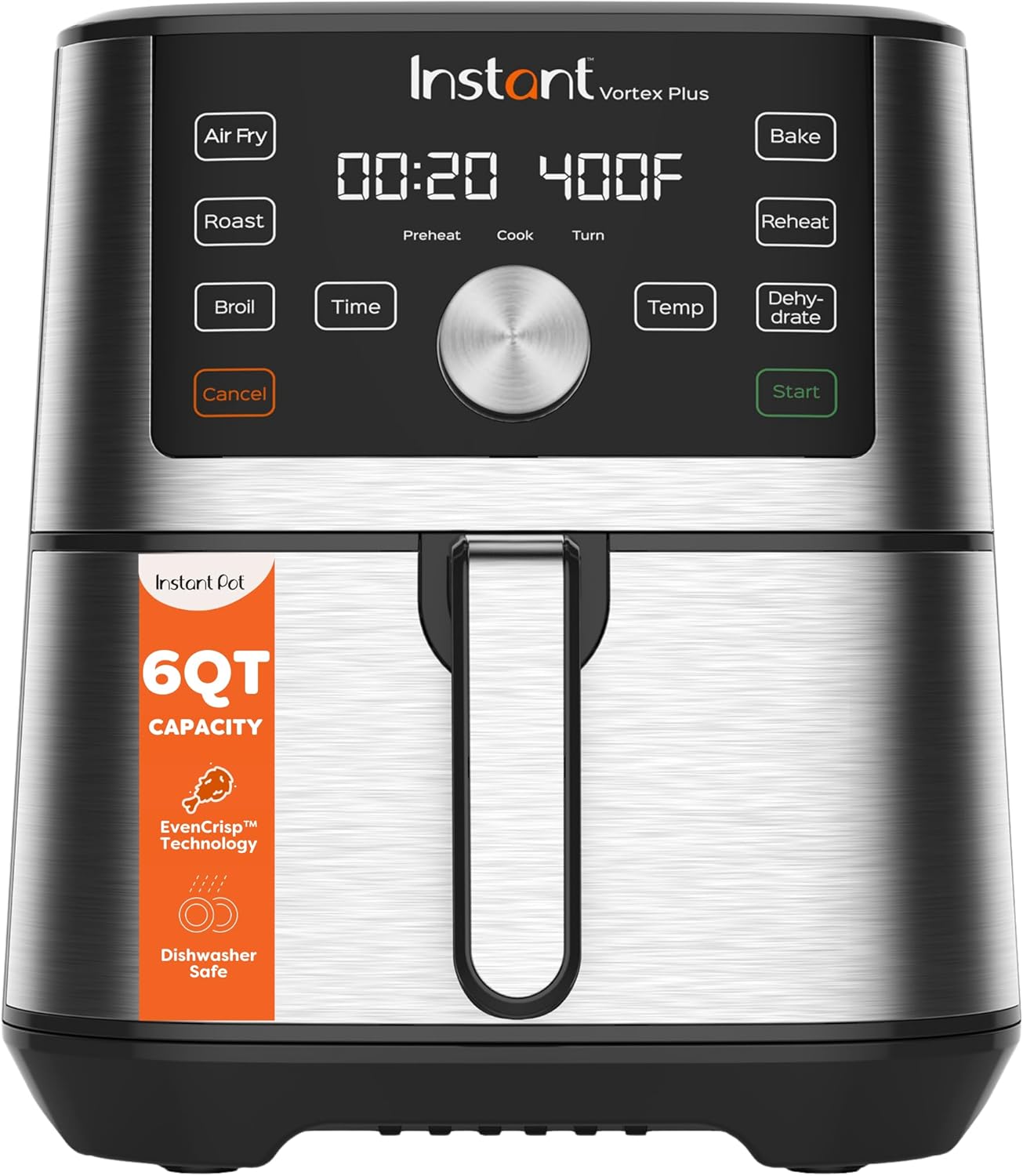 Picture of Instant Pot 6QT VORTEX Plus Air Fryer, 6-in-1, Air Fry, Broil, Dehydrate, Crisp, Roast, Reheat, Bake, Dishwasher-Safe Airfryer basket